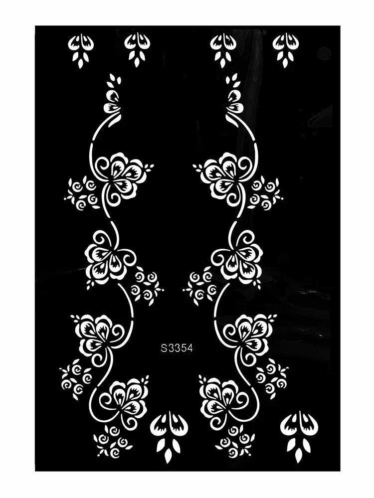 Reusable Henna Stencil Templates for Hand & Body – Floral Tattoo Stencils for Women, Weddings & Festivals Body Art Makeup Tools