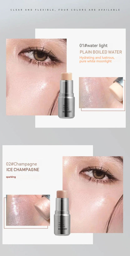 KAXIER High Gloss Stick Highlighter Blush — Waterproof Shimmer Face Contour Illuminator & Brightening Rouge