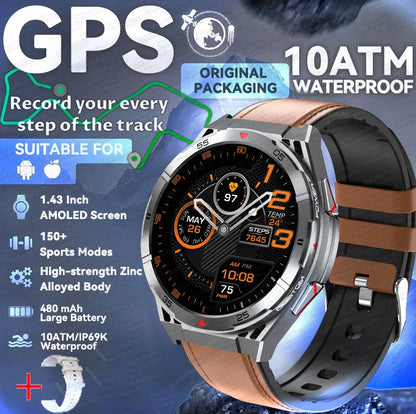 2025 Huawei Original Premium GPS Smartwatch — Ultra HD AMOLED Display, Built-in GPS, Bluetooth Call & 10ATM Waterproof Smart Bracelet