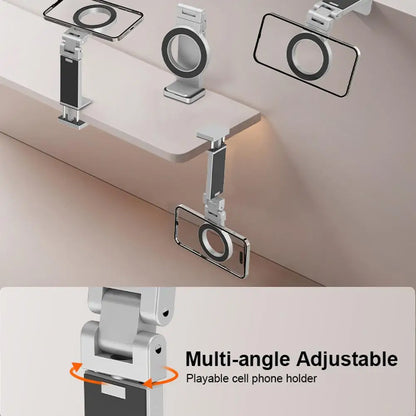 Universal Foldable Magnetic Phone Holder – Rotatable Travel Mount for Smartphones Airplane Car Desk
