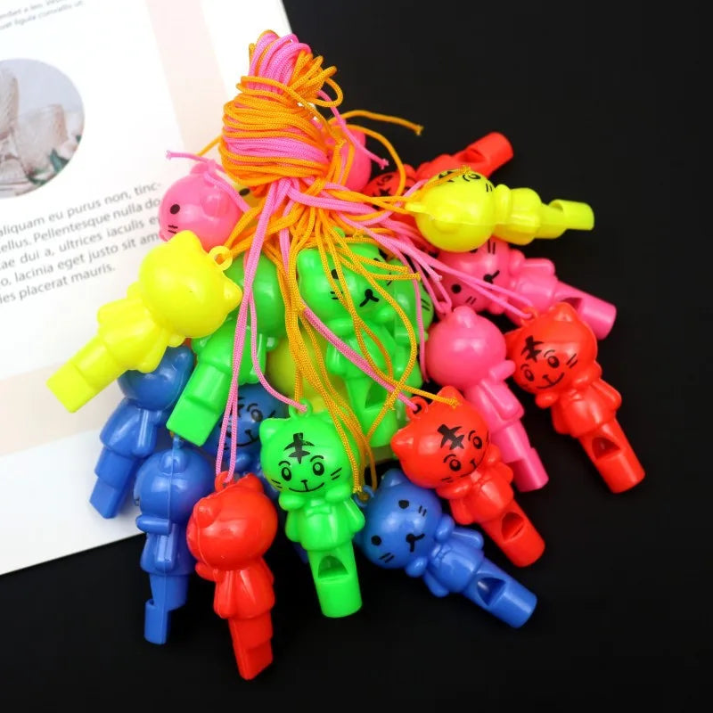 Random Cute Animal Cat Whistle – Plastic Sport & Cheerleading Toy, Kids Birthday Party Favor Gift