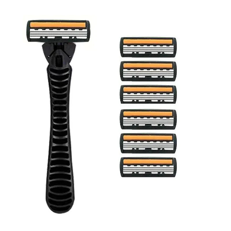 Premium 3-Layer Stainless Steel Safety Razor – Replaceable Blades for Smooth Shaving Men & Women