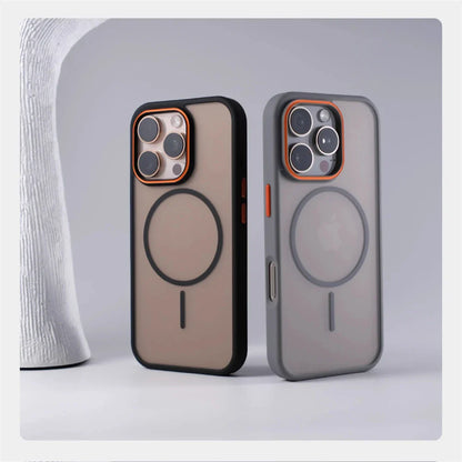 Luxury Matte Translucent MagSafe Case — Shockproof Wireless Charging Cover for iPhone 12–17 Pro/Max/Plus