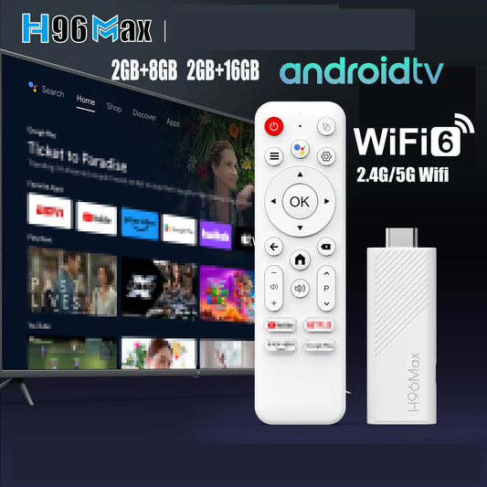 H96 MAX Android TV Stick Allwinner H313 | 4K 3D HDR, 8GB/16GB, Dual WiFi 2.4G/5G/6, Google Voice Remote