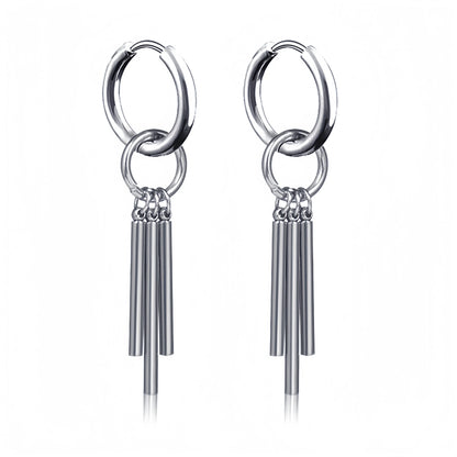 Long Hanging Cross & Leaf Hoop Earrings – Vintage Stainless Steel Hip Hop Unisex Jewelry Accessories