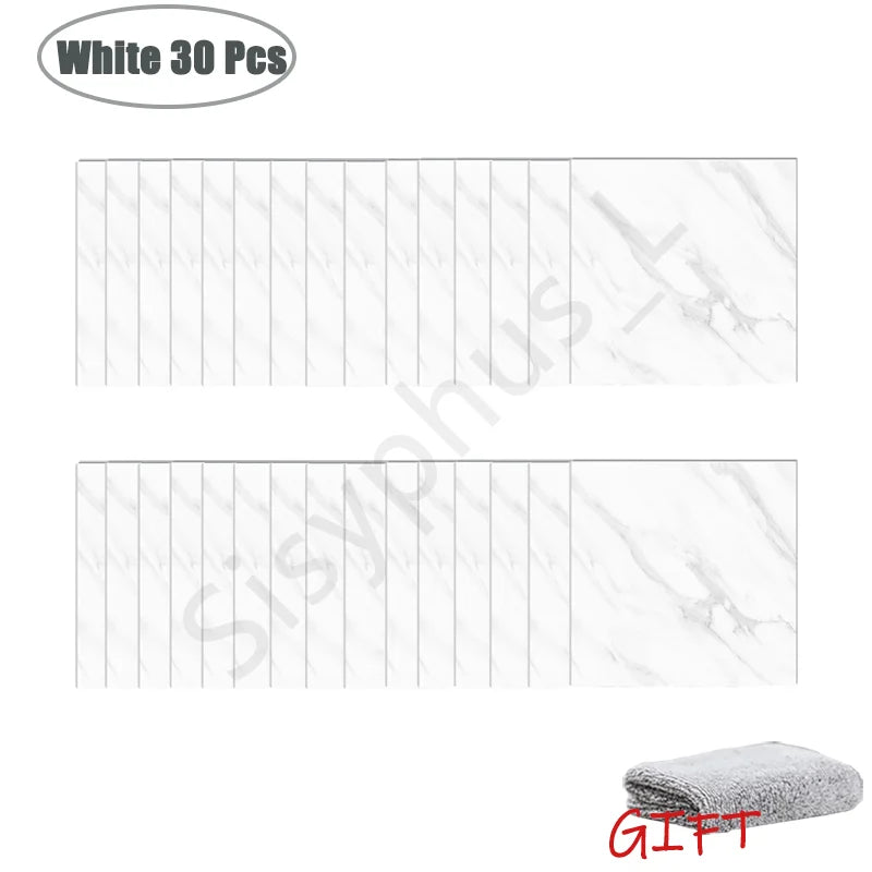 10-50Pcs PVC Marble Wall Stickers — Self-Adhesive Thickened Waterproof Tile Stickers for Bathroom Kitchen Floor Home Decor