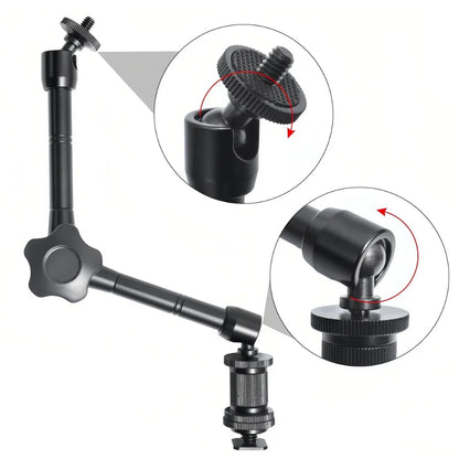 7"/11" Articulating Magic Arm with Super Clamp – DSLR Camera Rig Mount for Monitor, LED Light & Video Accessories