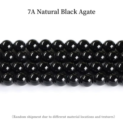 Natural Black Agate Beads – Round Frosted Stone Spacer Beads for DIY Jewelry, Bracelets & Necklace Accessories
