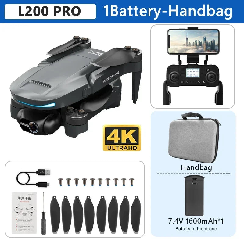 L200 PRO MAX Drone – GPS, Brushless Motor, 4K HD Camera, 2-Axis Gimbal, 360° Obstacle Avoidance FPV RC Quadcopter