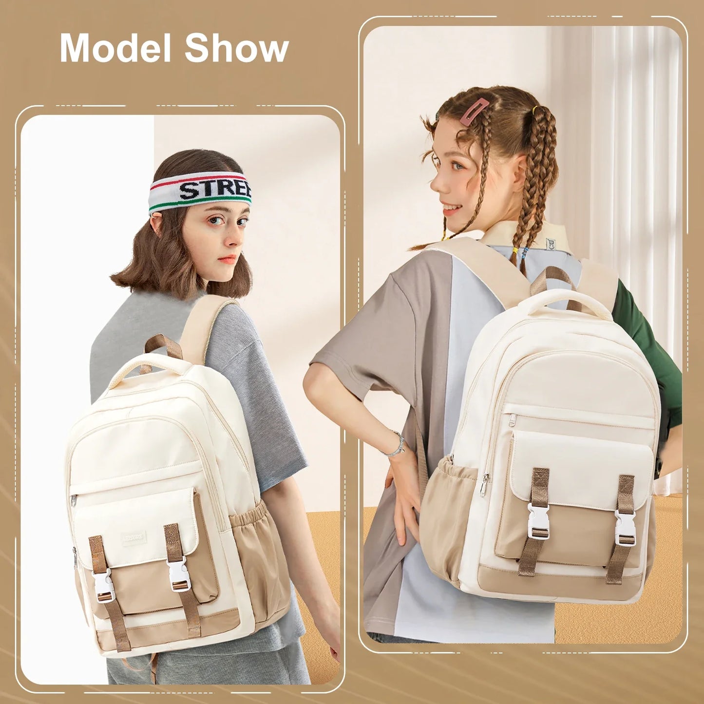 High-Capacity Student Backpack | Trendy Laptop & College Bag for Women, Girls, Travel & School BookBag