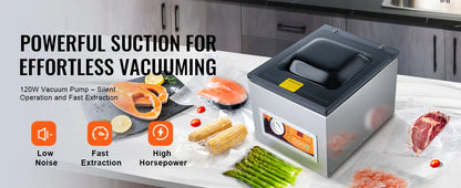 SucceBuy DZ-260S Chamber Vacuum Sealer — 260W Vacuum Packing Machine with 10.2" Seal for Wet Foods & Meats, Home Kitchen Use