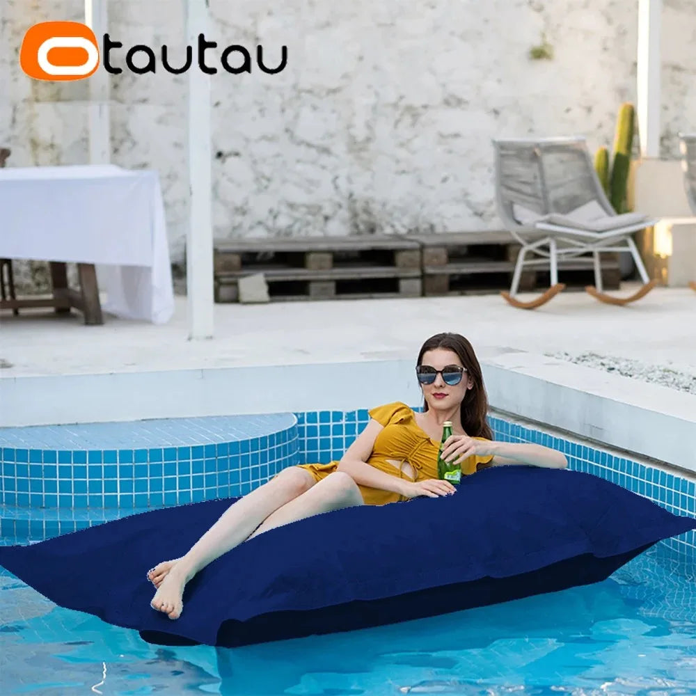 OTAUTAU Rectangular Floating Pool Bean Bag Cover – Waterproof Beach Pillow, Pouf Sofa Bed & Chaise Lounge DD034