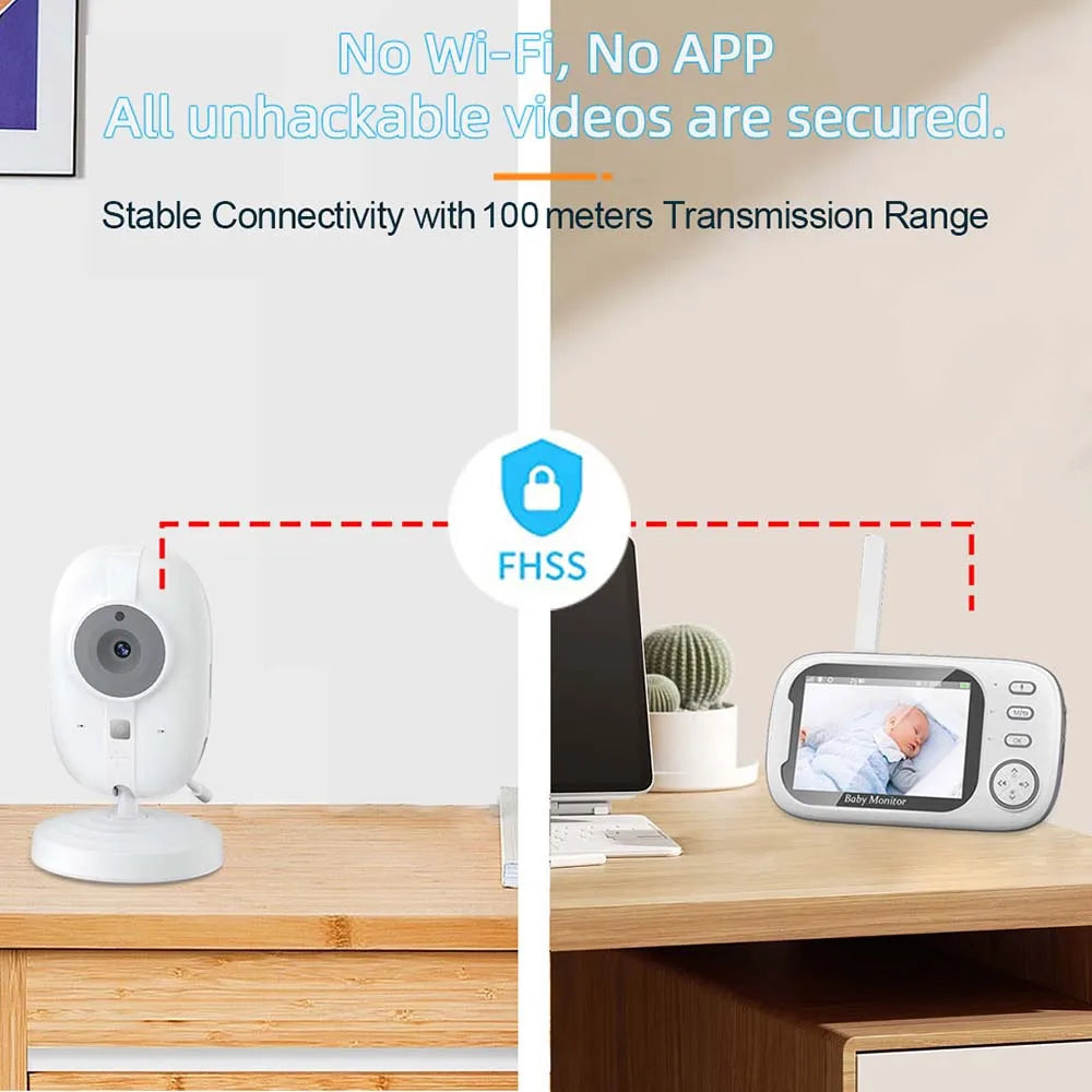 3.5" Video Baby Monitor — Night Vision, 2.4G Two-Way Audio, Temperature Display, Home Security Camera