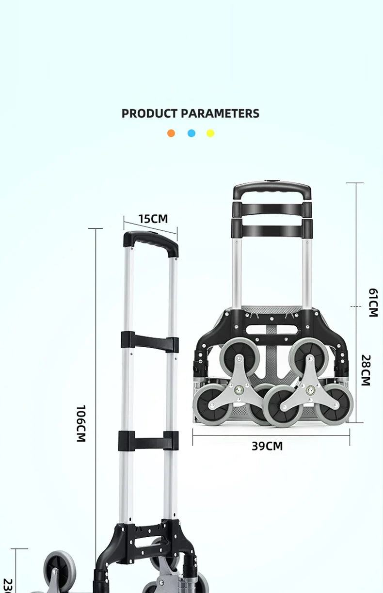 GIANXI Folding Shopping Cart with Wheels – Portable Aluminum Alloy Trolley for Outdoor & Stair Climbing
