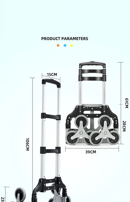 GIANXI Folding Shopping Cart with Wheels – Portable Aluminum Alloy Trolley for Outdoor & Stair Climbing