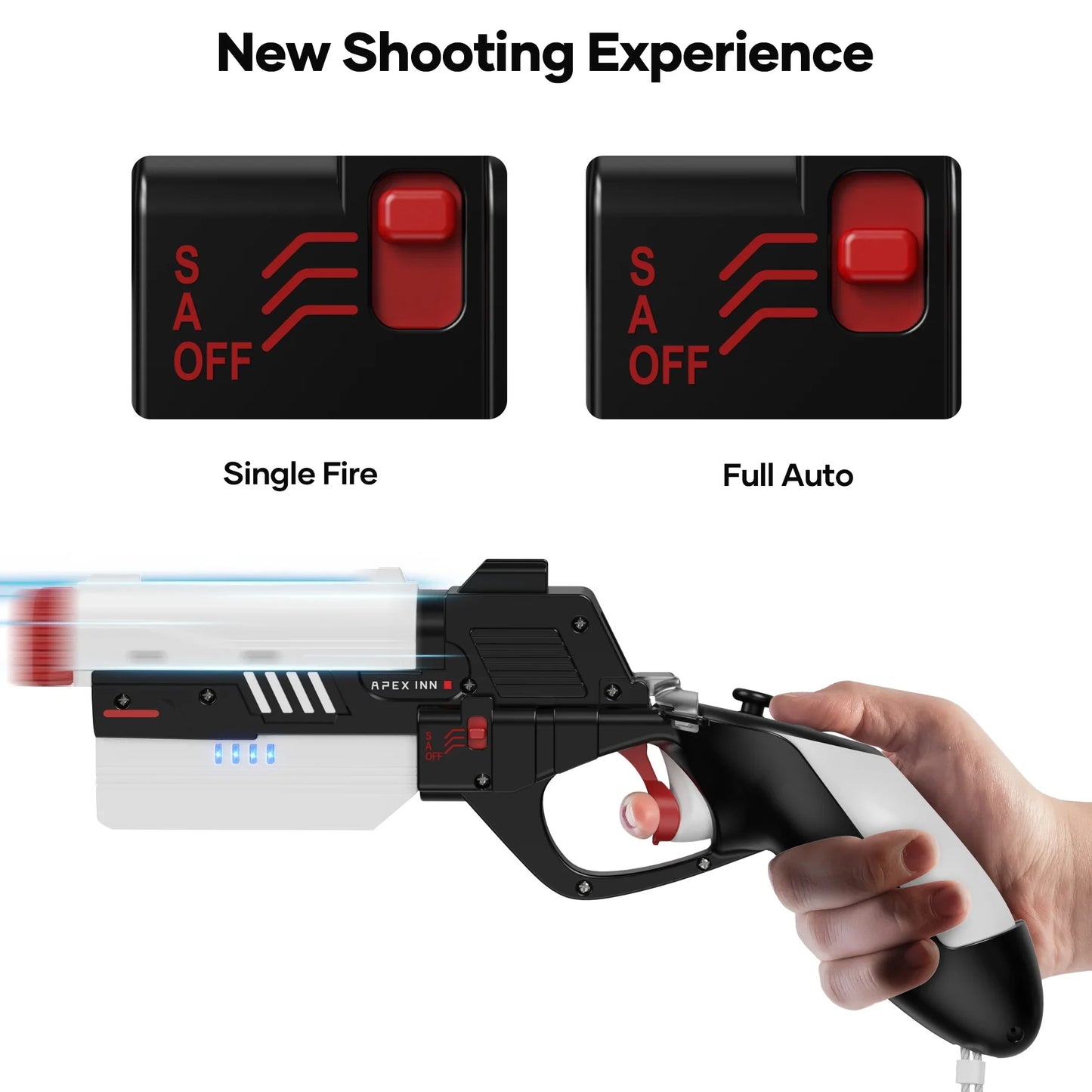 APEXINNO Gun Stock Controller Grip Cover – Electric Pistol Style for Meta Quest 3 & Oculus Quest 3S VR Controllers