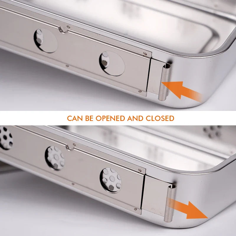 Stainless Steel Dental Disinfection Box – Surgical Sterilization Tray with Holes Medical Steriliser Container for Dentistry Accessories
