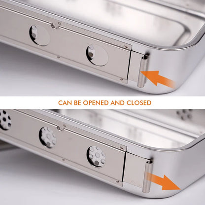 Stainless Steel Dental Disinfection Box – Surgical Sterilization Tray with Holes Medical Steriliser Container for Dentistry Accessories