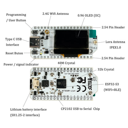 2PCS Heltec LoRa32 V3 Development Board – 868/915MHz SX1262 with 0.96" OLED, Bluetooth & WiFi for Arduino IoT & Meshtastic Projects