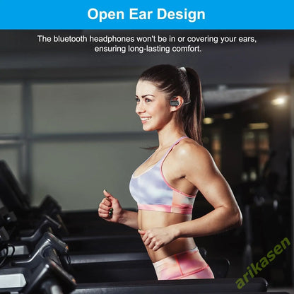 Bluetooth Headset with Microphone Boom – Noise Cancelling Open-Ear Wireless Headphones with Mute Button for Driving & Gym