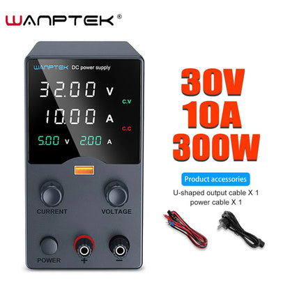 Wanptek Adjustable DC Bench Power Supply 30V 10A – Variable Lab Voltage Regulator 60V/5A & 120V/3A Precision Power Supply
