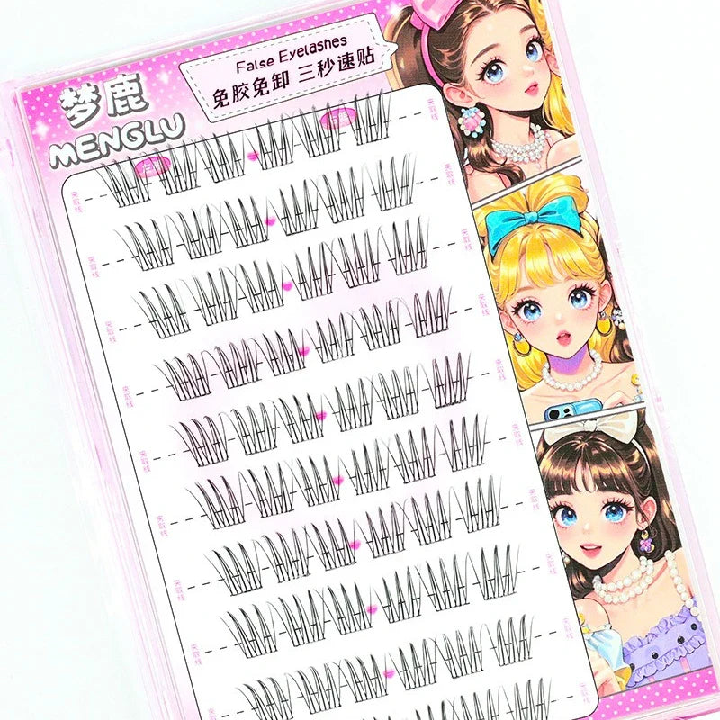 Large Capacity Girls’ Glue-Free False Eyelashes – Natural Wispy Reusable Bottom & Top Lashes, Easy Apply