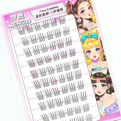 Large Capacity Girls’ Glue-Free False Eyelashes – Natural Wispy Reusable Bottom & Top Lashes, Easy Apply