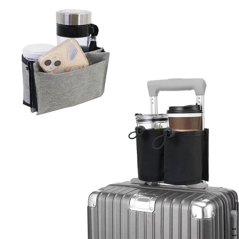 Durable Luggage Travel Cup Holder - Hands-Free Drink Bag - Universal Fit for All Suitcase Handles - New Storage Accessory for Travelers