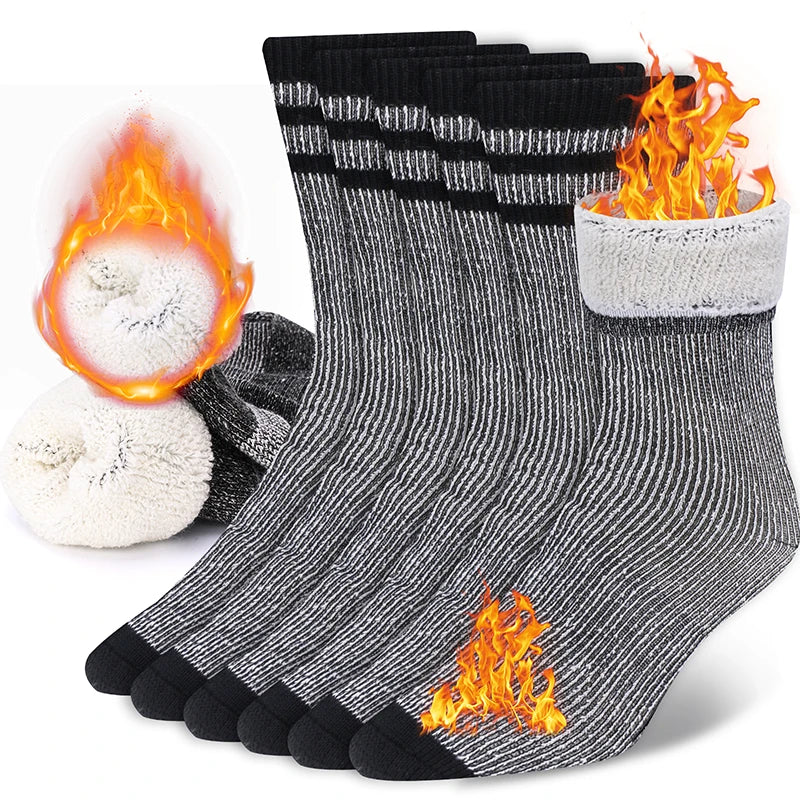 3 Pairs Merino Wool Crew Socks | Thermal Warmth for Men & Women, Ideal for Winter Work, Hiking, Running & Outdoor Sports