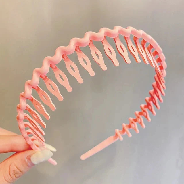 Elegant Solid Color Wave Hairbands for Women – Toothed Non-slip Hair Combs, Face Wash & Sports Headbands, Hair Accessories for Girls