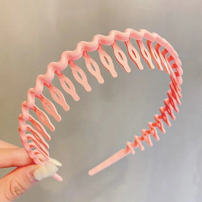 Elegant Solid Color Wave Hairbands for Women – Toothed Non-slip Hair Combs, Face Wash & Sports Headbands, Hair Accessories for Girls