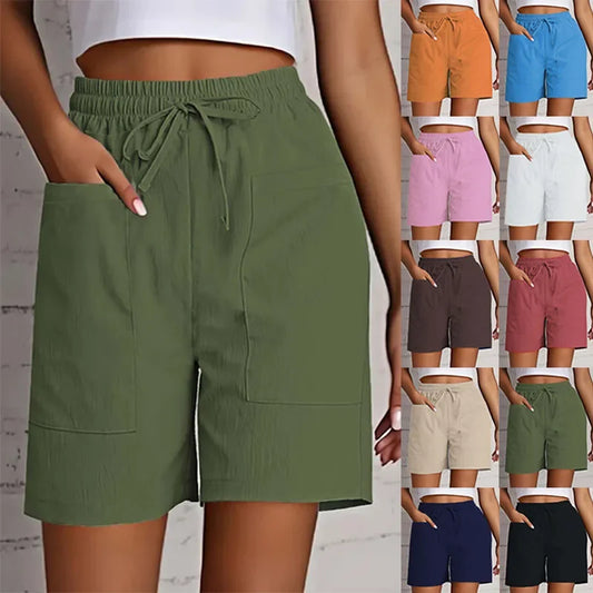 Women’s High-Waist 4-Inch Shorts - Loose-Fit Casual Bermuda Shorts with Pockets for Summer Outfits
