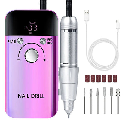 45000RPM Portable Rechargeable Nail Drill Machine – Low Noise Nail Sander & File for Manicure Salon Use