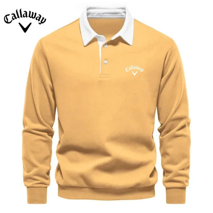 Men's Embroidered Pure Cotton Long-Sleeved Polo Shirt - Fashionable Casual Top for Autumn & Winter