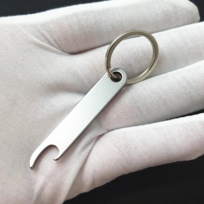 Portable Stainless Steel Beer Bottle Opener Keychain – Mini Metal Can Opener for Kitchen & Travel