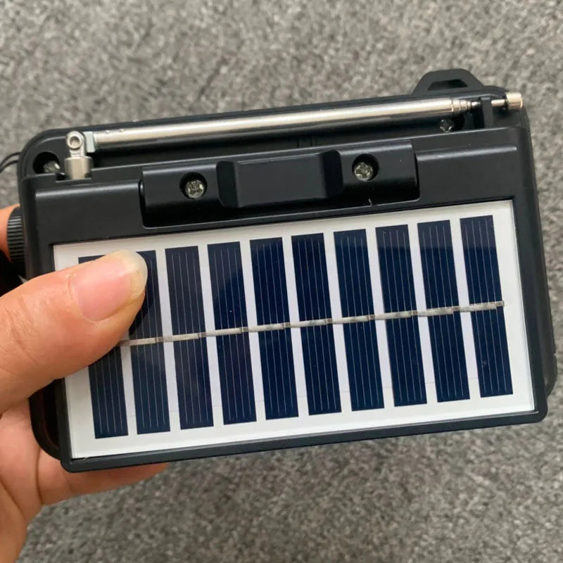Portable Solar Emergency Radio – FM/AM/SW1-6 Multi-Band Receiver with Bluetooth Speaker, Flashlight, TF Card & USB MP3 Player Outdoor Survival Device