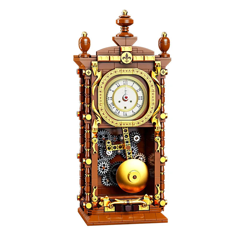 Vintage Swinging Pendulum Clock Building Blocks – 751PCS 3D Mechanical DIY Model Kit for Adults, Retro Home Decor Gift Idea