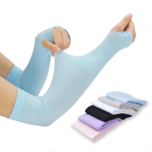 Ice Silk Sun Protection Arm Sleeves – Unisex Anti-UV Elbow Covers for Cycling, Running, Fishing & Driving Outdoors