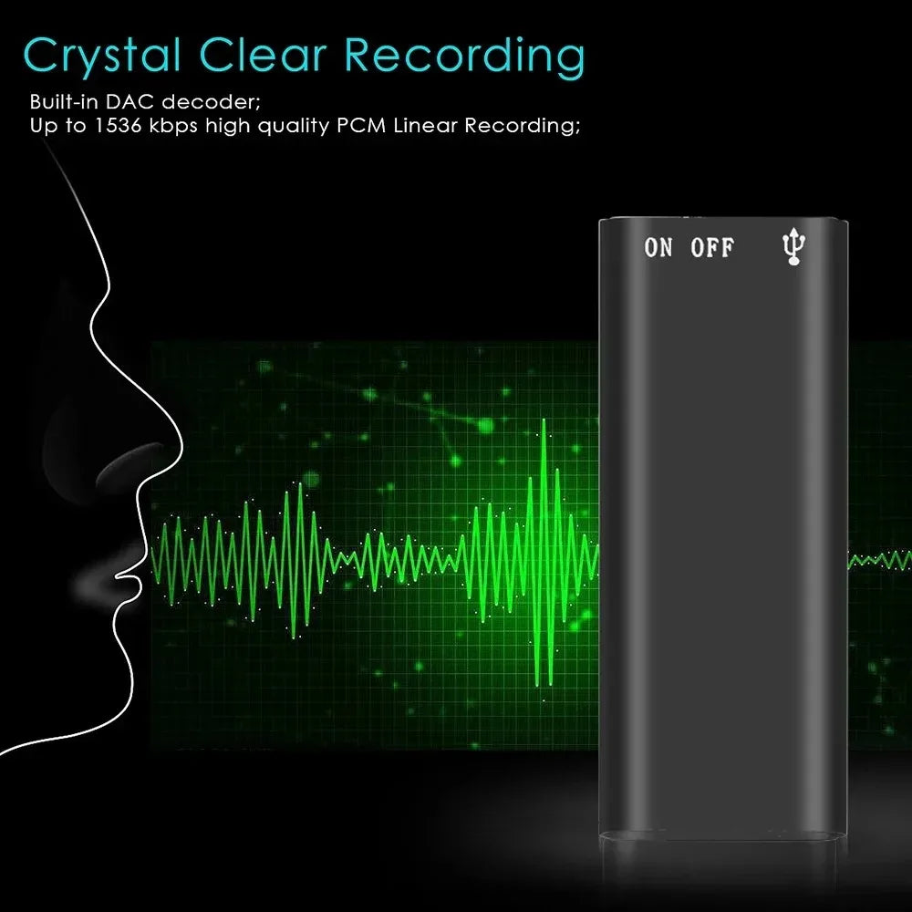 Professional Mini 3-in-1 Voice Recorder – 8GB/16GB/32GB Digital Audio MP3 Player with USB Port