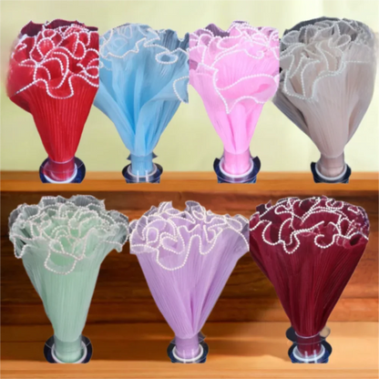 28cm x 4Yards Pearl Lace Flower Wrapping Mesh – Handmade Bouquet & Gift Wrapping Cloth