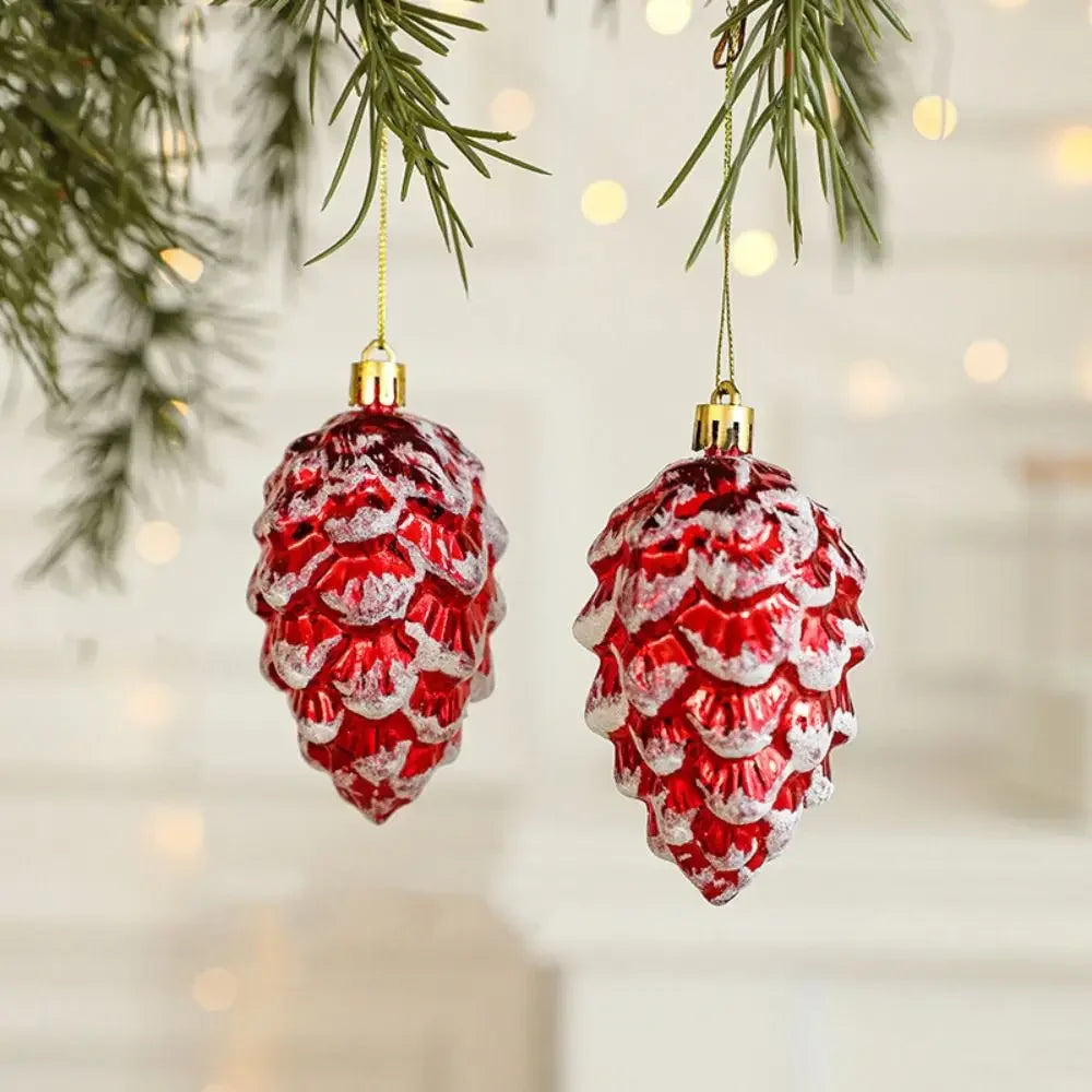 2PCS Red & White Christmas Hanging Ornaments – Plastic Santa Claus Tree Decorations for Holiday Party & Festival Supplies