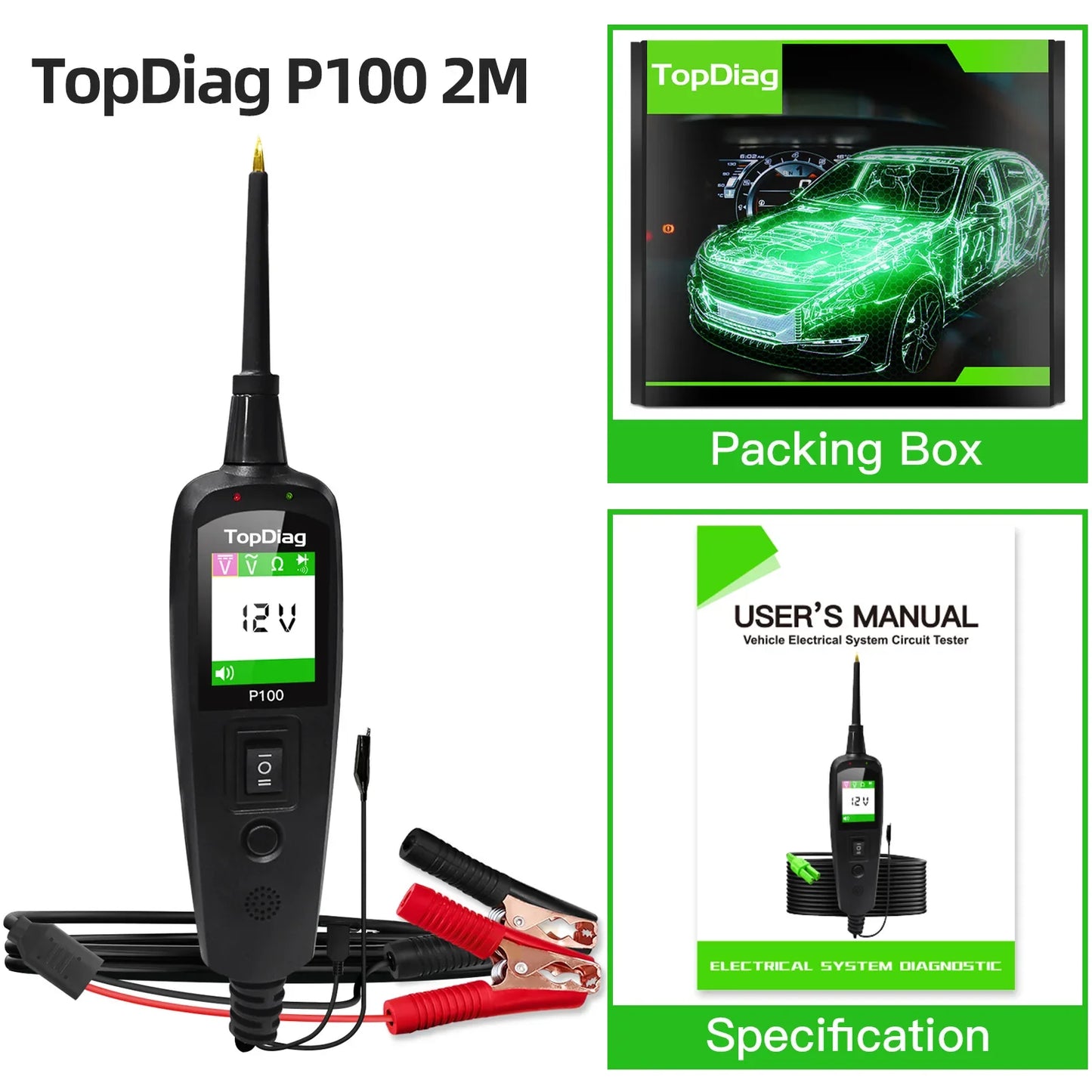 Automotive Circuit Tester Power Probe Kit - 12/24V Voltage & Resistance Diagnostic Tool for Over-Load/Short Circuit Testing