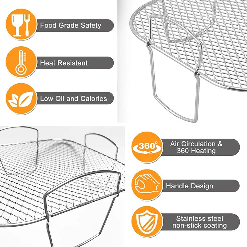 Air Fryer Baking Accessories Set – Wire Oven Grill Rack for 3-5.8QT COSORI, Gowise, Phillips, Ninja, Cozyna