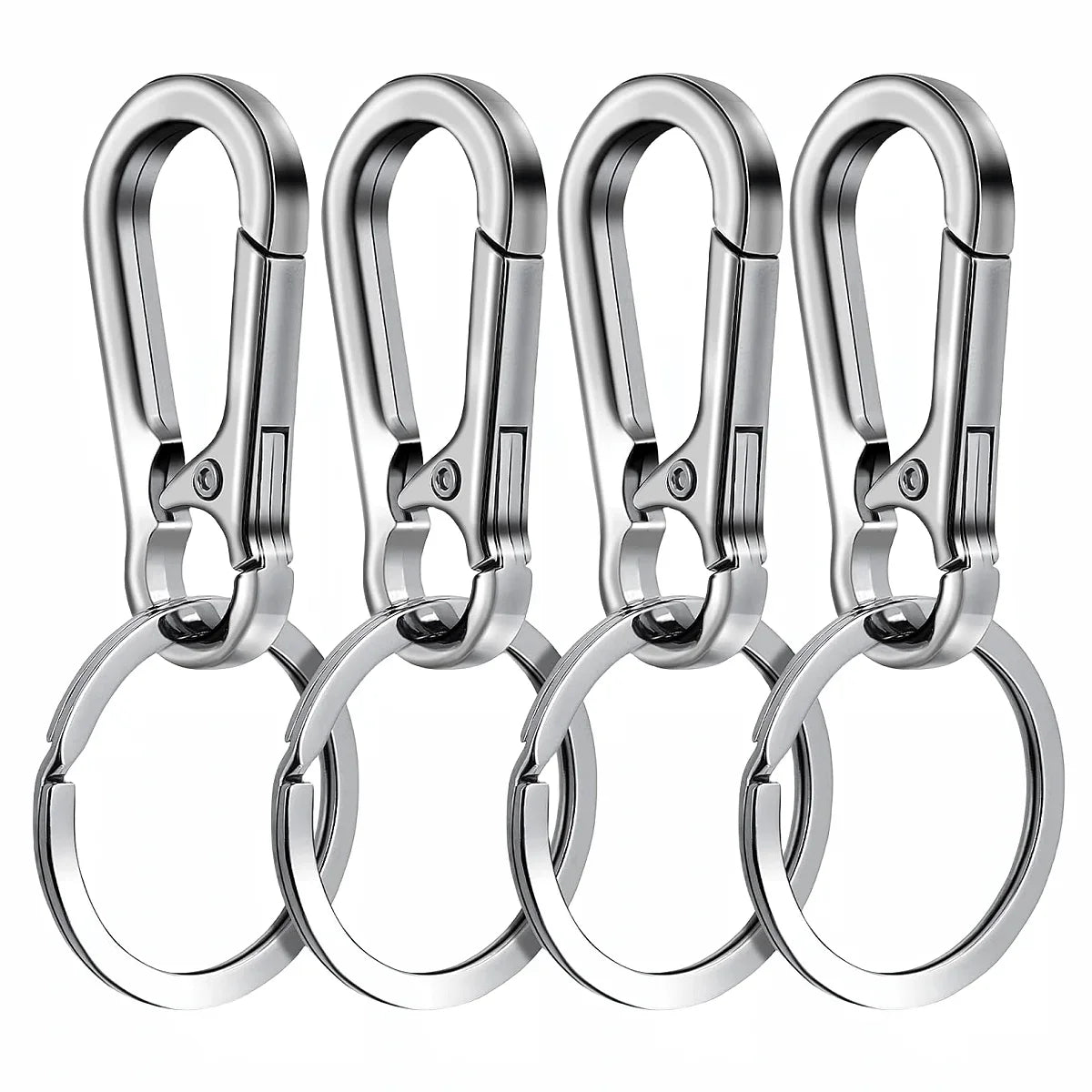 4Pcs Metal Carabiner Clip Keychain – Key Ring Hook Holder Organizer for Car Keys