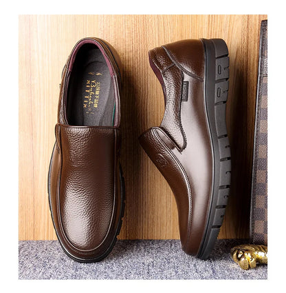 Genuine Leather Handmade Men's Shoes – Casual Loafers, Breathable Slip-On Walking Sneakers for Outdoor Wear
