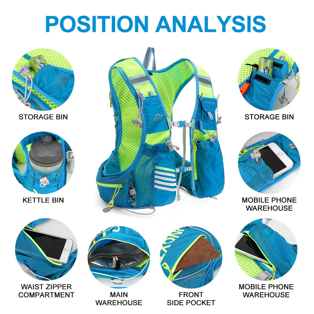 8L Running & Cycling Hydration Vest Backpack — Hiking & Marathon Water Pack with 1.5L Bladder and 500ml Bottle