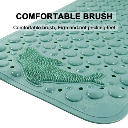 Dolphin Rectangular Non-Slip Bath Mat – 35x70cm PVC Anti-Skid Bathroom & Bathtub Foot Rug