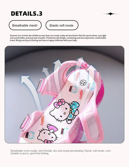 2024 Summer Baby Girls LED Hello Kitty Sandals — Cute Anti-Slip Beach & Outdoor Shoes