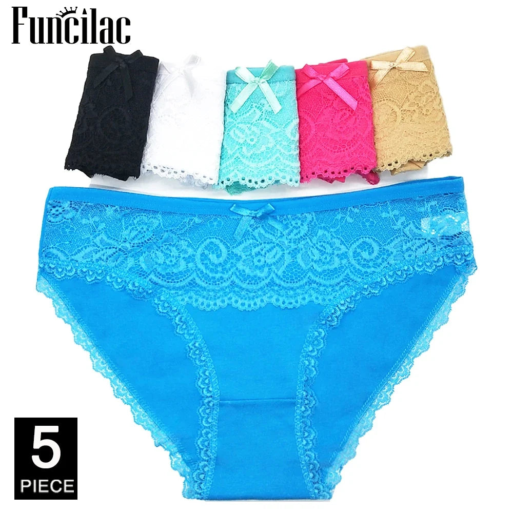 5 Pcs Women’s Cotton Panties Set - Soft Bikini Briefs Sexy Ladies Underwear Comfortable Everyday Briefs