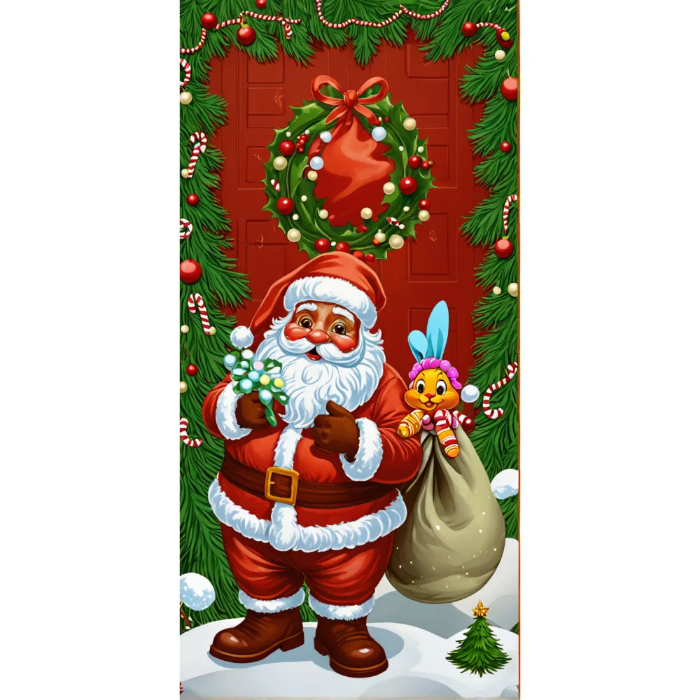 Christmas Fabric Door Banner – Merry Christmas Hanging Background for Photo Booth, Xmas Decor & Photography Props